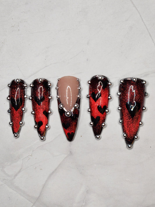"Midnight Heartthrob" Press-On Nails Set