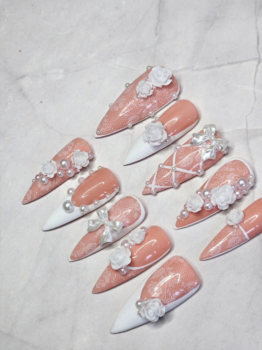 "Pearl Petals" Press-On Nails Set