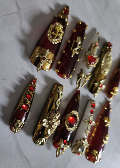 "Divine Ruby" Press-On Nails Set