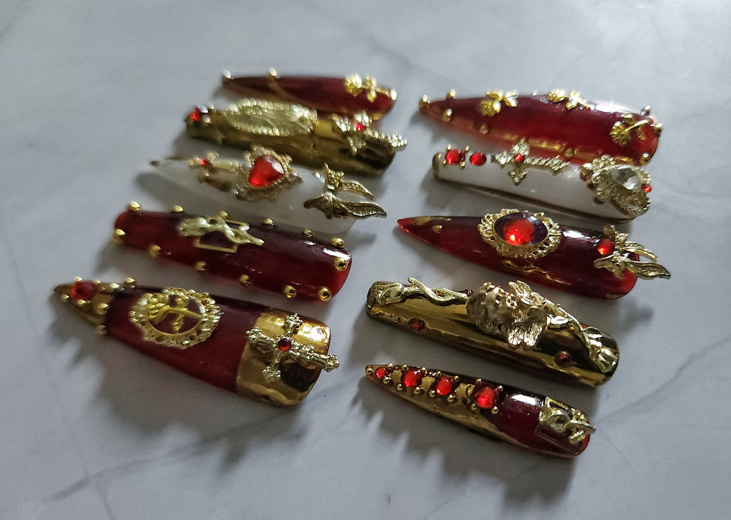 "Divine Ruby" Press-On Nails Set