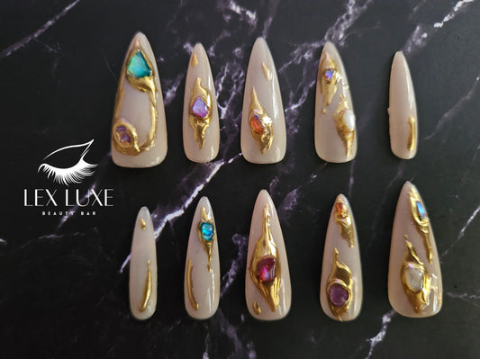 "Gem Drip" Stiletto Press-On Nails Set