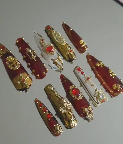 "Divine Ruby" Press-On Nails Set