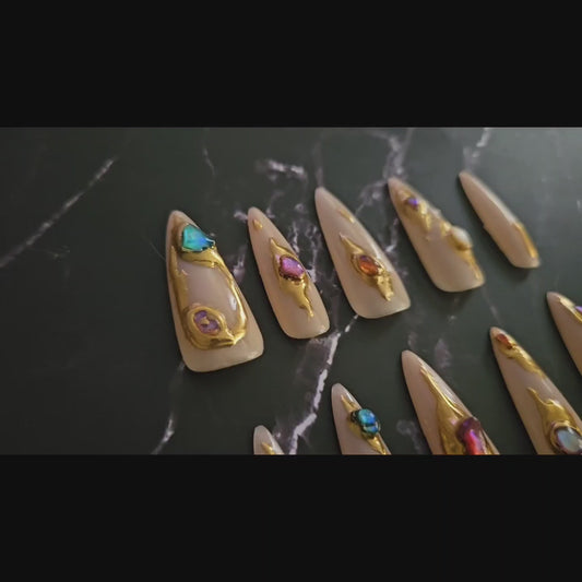 "Gem Drip" Stiletto Press-On Nails Set