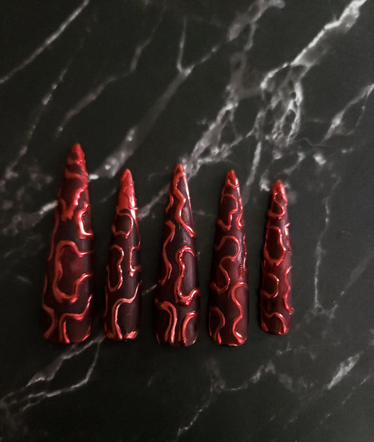 "Red Heat" Press-On Nails Set