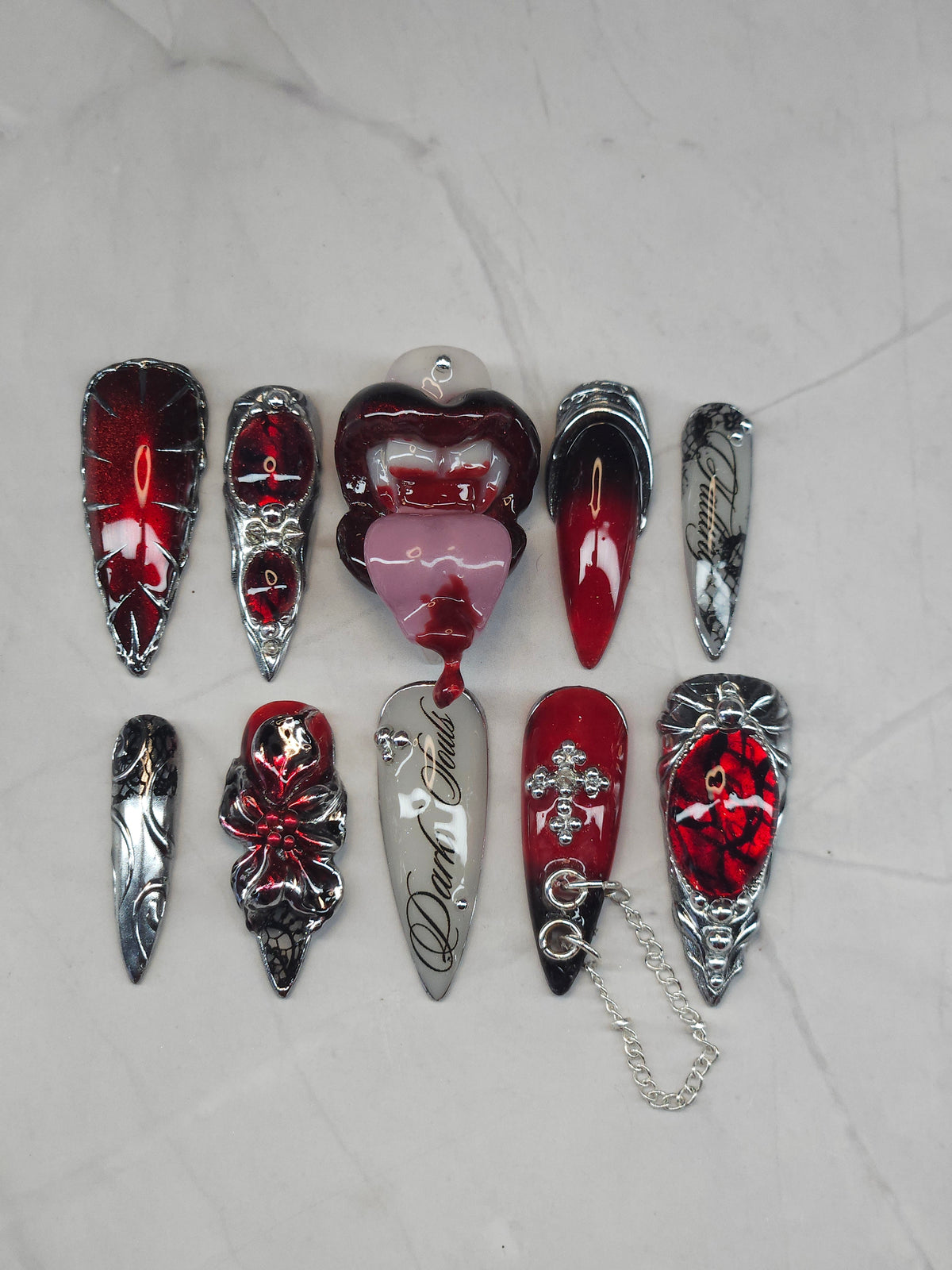 "Vampire Veil" Press-On Nails Set