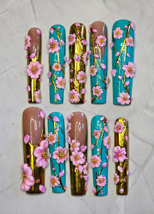 "Arizona Blossom" Press-On Nails Set