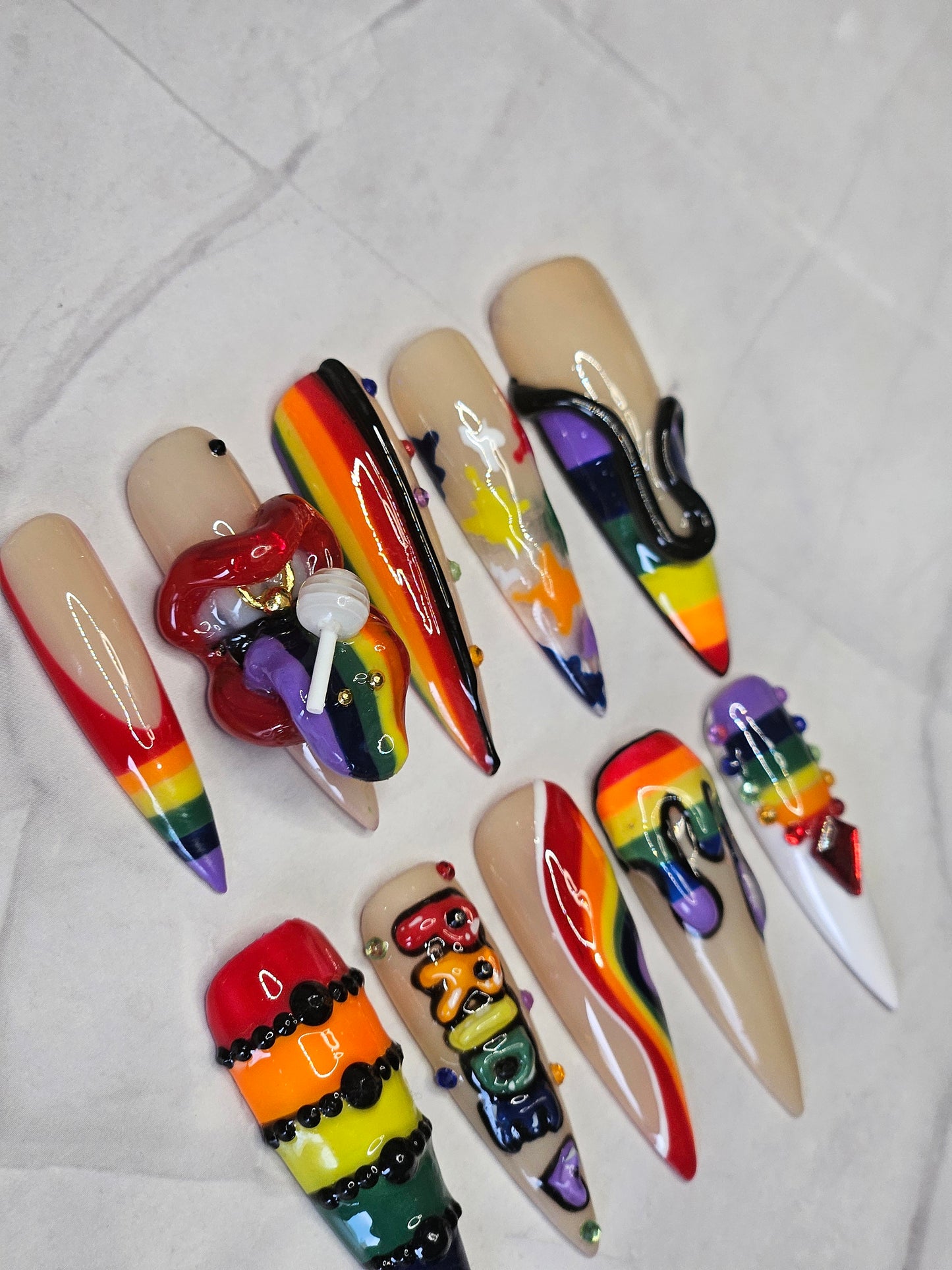 "Rainbow Reign" Press-On Nails Set