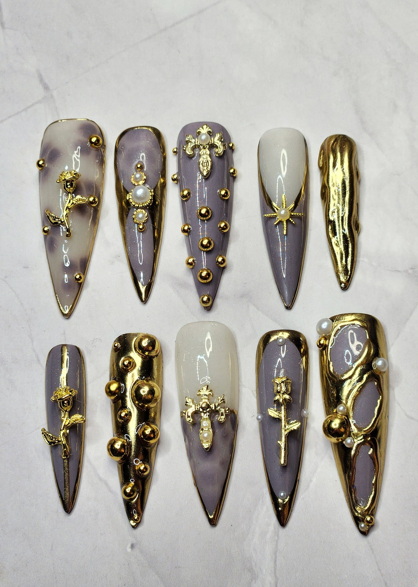 "Smokey Royal" Press-On Nails Set