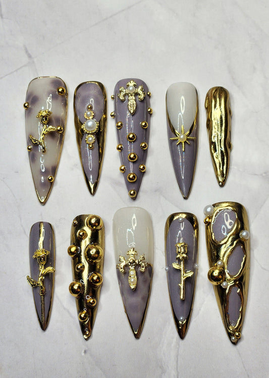 "Smokey Royal" Press-On Nails Set