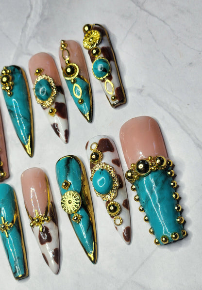 "Turquoise Rodeo" Press-On Nails Set