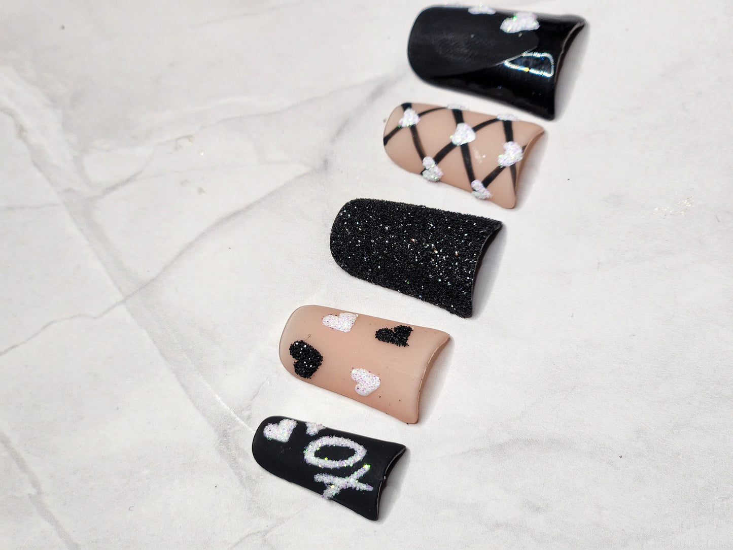 "Black Tie Romance" Press-On Nails Set
