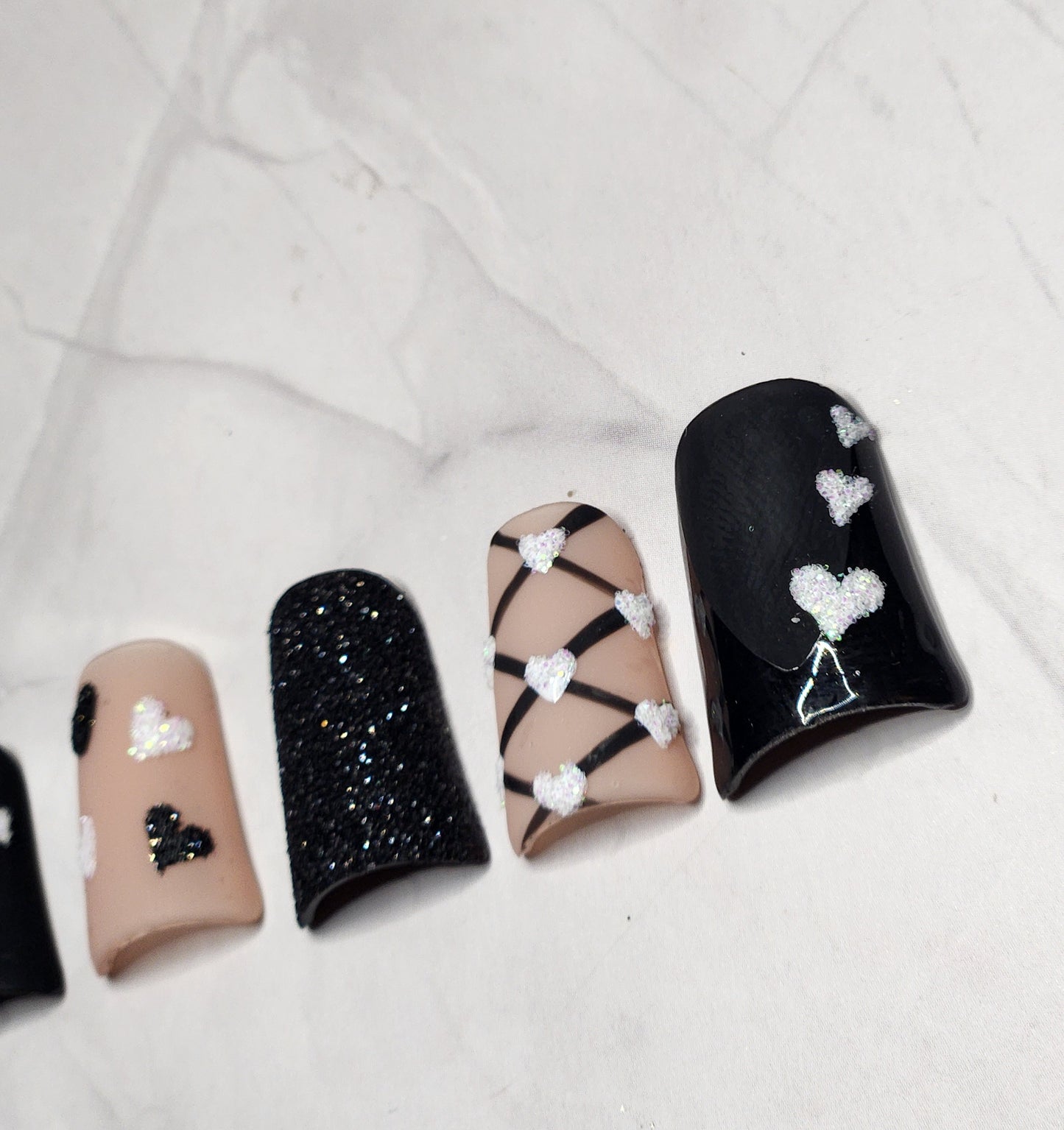 "Black Tie Romance" Press-On Nails Set