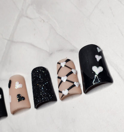 "Black Tie Romance" Press-On Nails Set