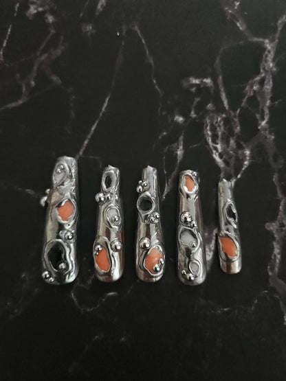 "Molten Metal" Press-On Nails