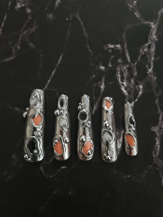 "Molten Metal" Press-On Nails