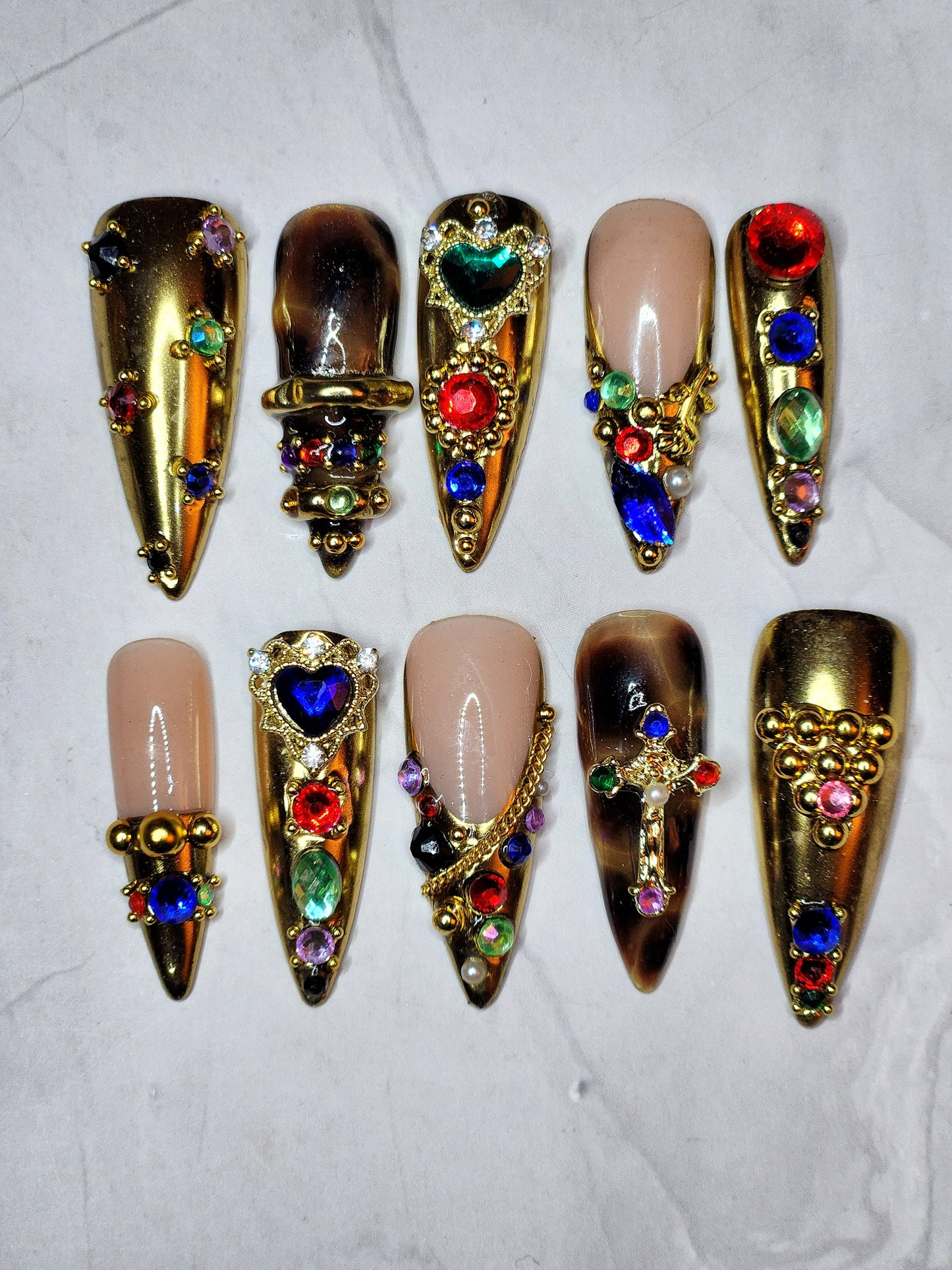 "Golden Era" Press-On Nails Set