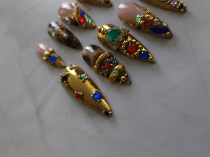"Golden Era" Press-On Nails Set