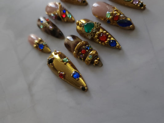 "Golden Era" Press-On Nails Set