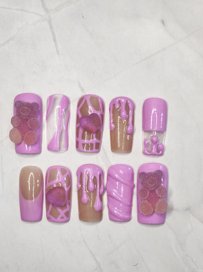 "Bubblegum Drip" Press-On Nails Set