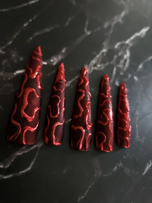 "Red Heat" Press-On Nails Set
