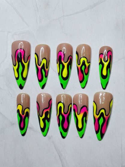 "Lava Flow" Press-On Nails Set