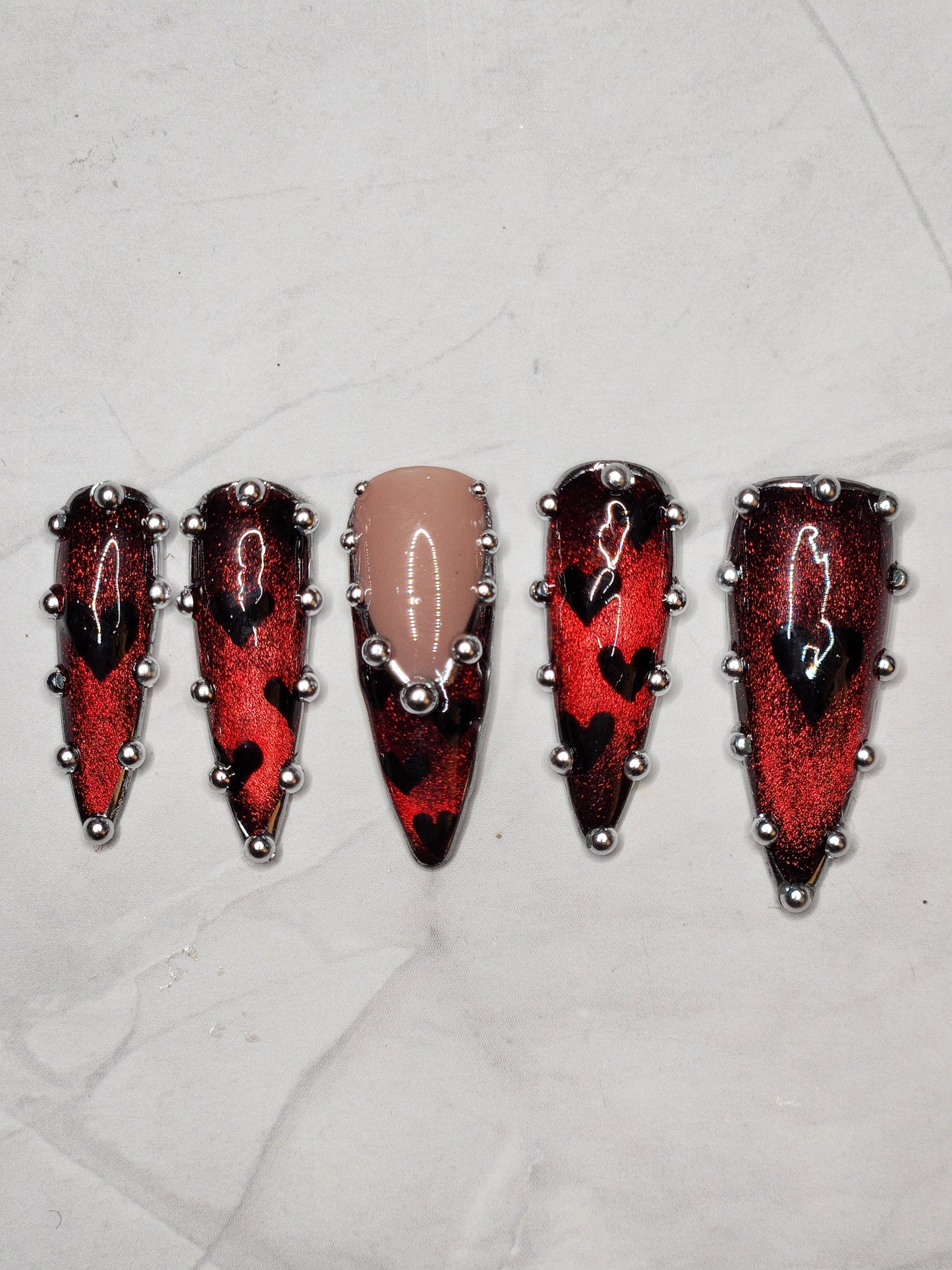 "Midnight Heartthrob" Press-On Nails Set