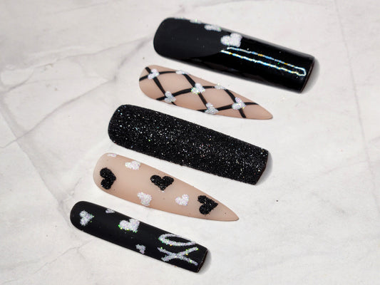 "Black Tie Romance" Press-On Nails Set