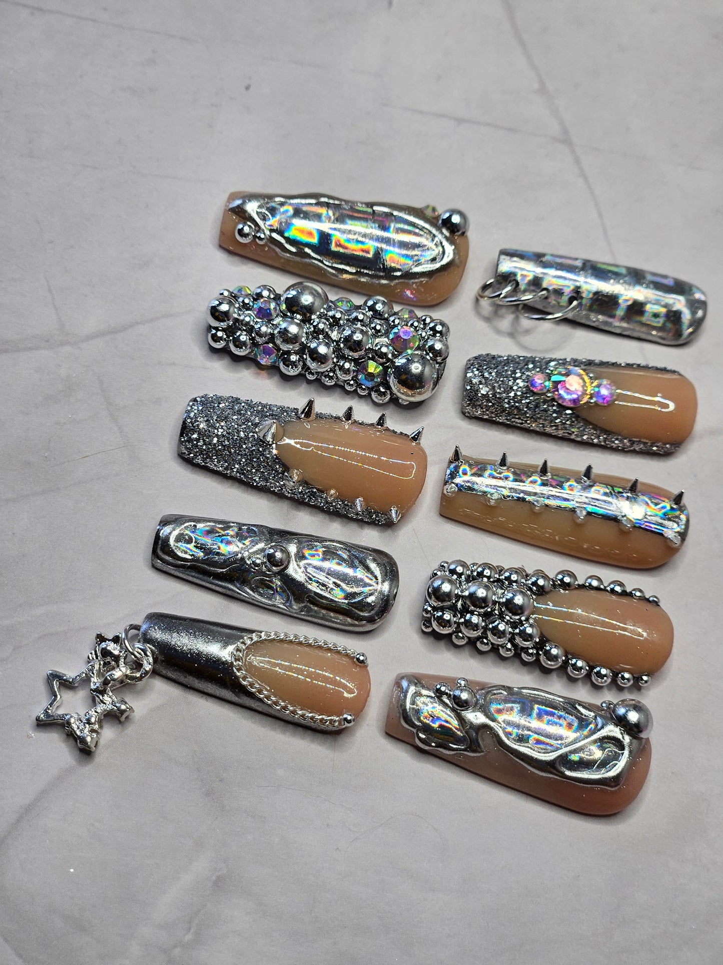 "Holographic Havoc" Press-On Nails Set