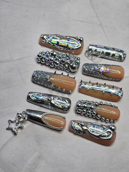 "Holographic Havoc" Press-On Nails Set
