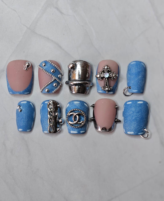 "Denim Dynasty" Mini Press-On Nails Set