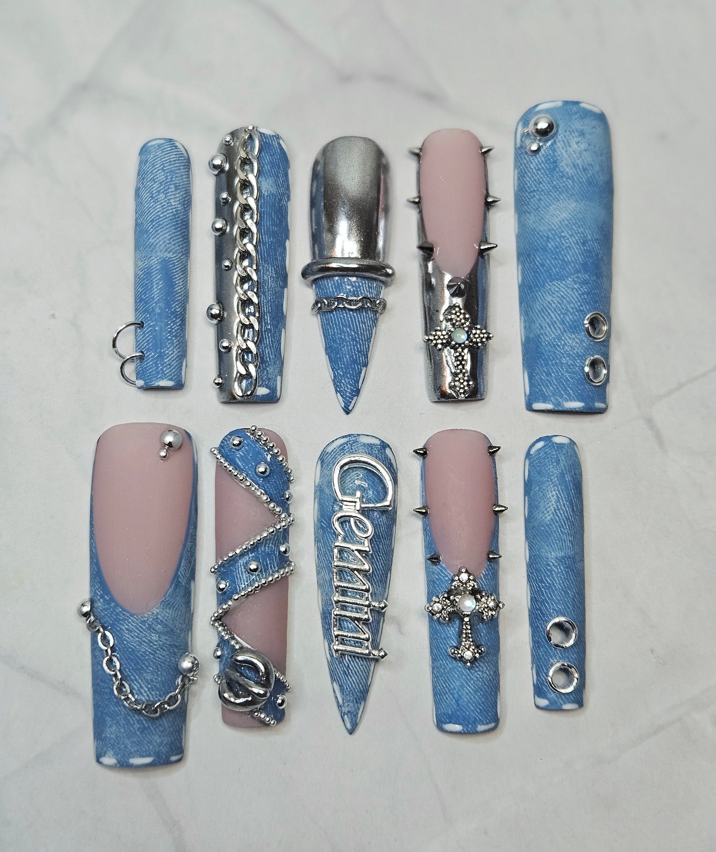 "Denim Dynasty" Press-On Nails Set