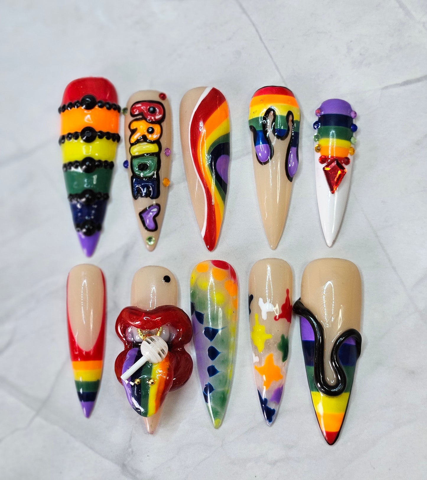 "Rainbow Reign" Press-On Nails Set