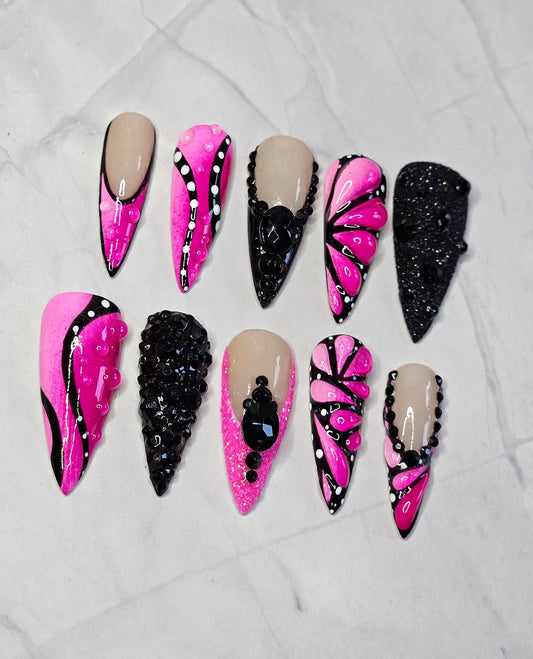 "Pink Flutter" Press-On Nails Set