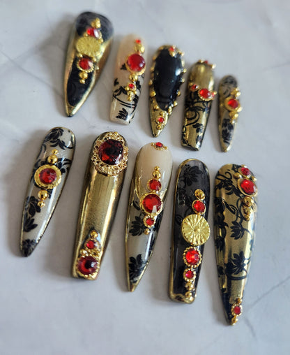 "Imperial Rose" Press-On Nails Set