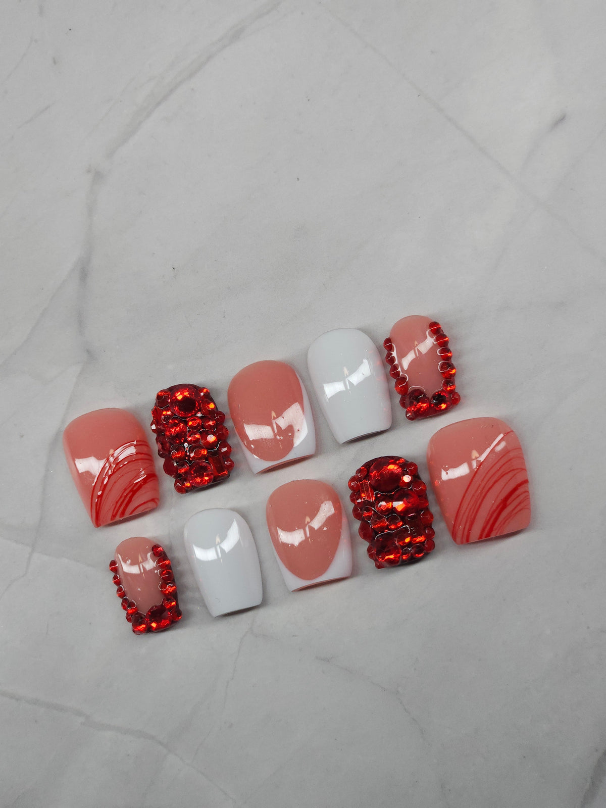 "Ruby Romance" Mini Press-On Nails Set