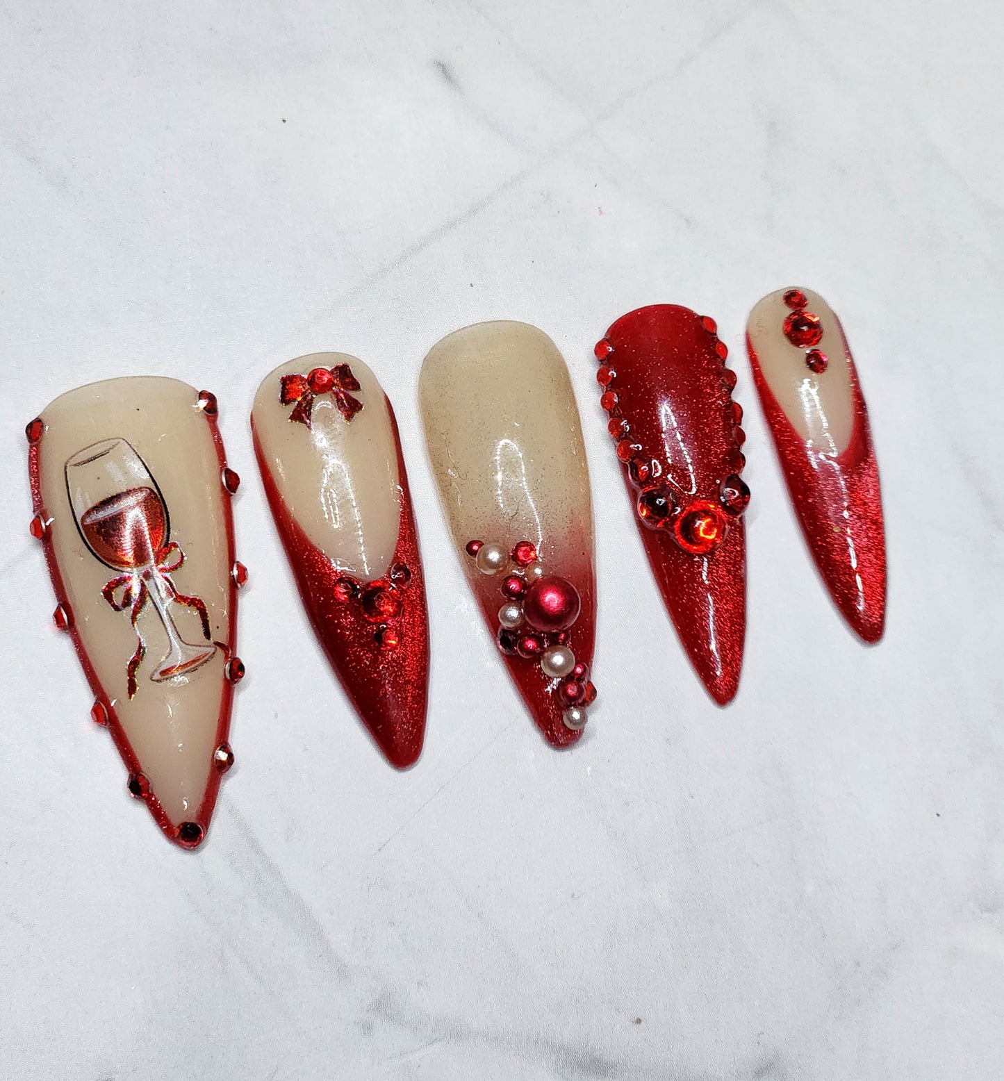 "Crimson Toast" Press-On Nails Set