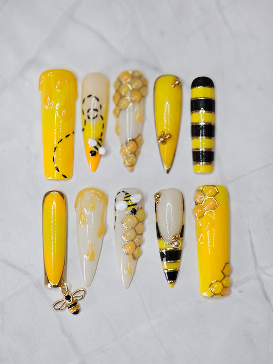 "Honey Drip" Press-On Nails Set