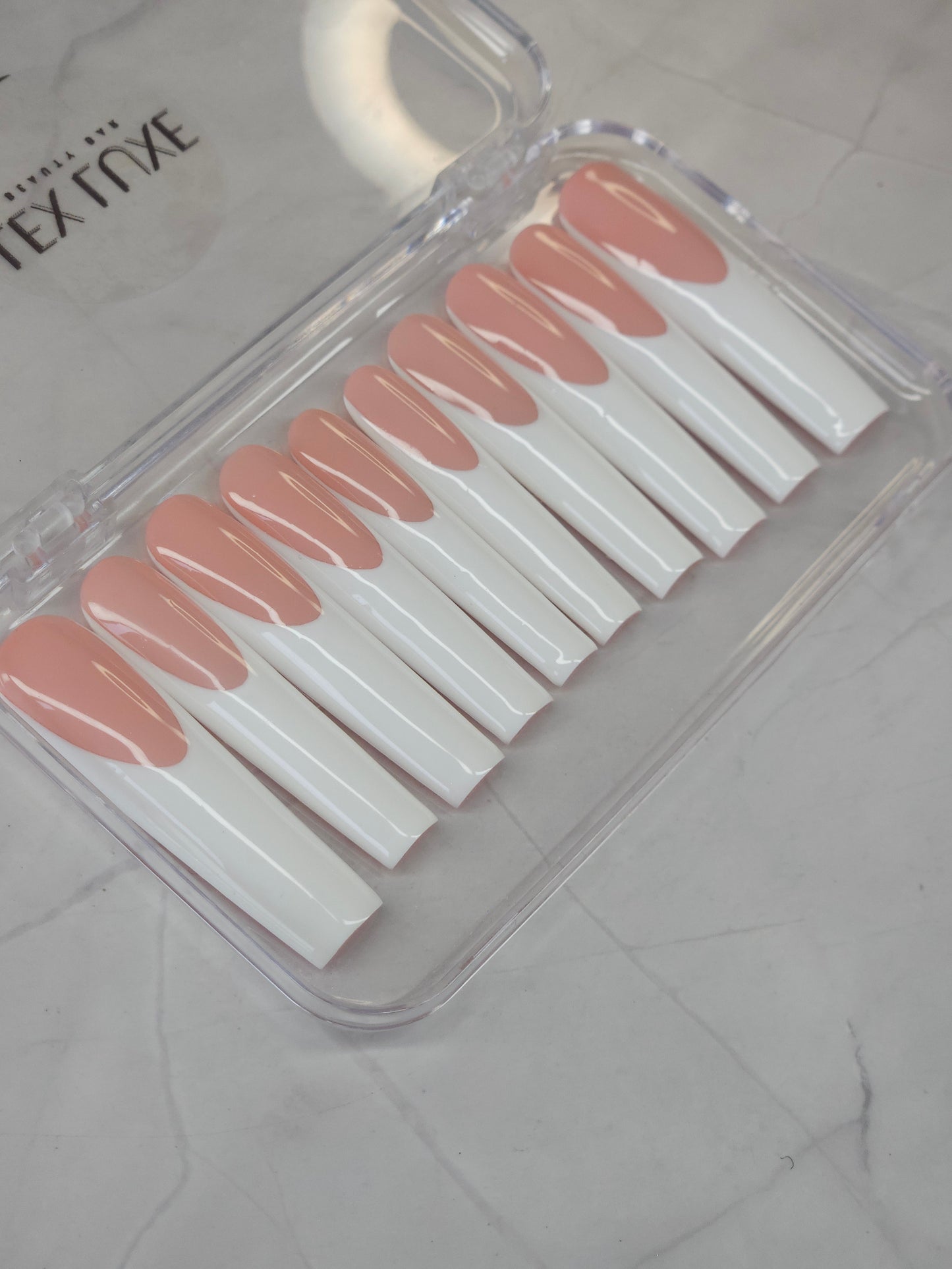 Square Shape French Tips Press-On Nails Set