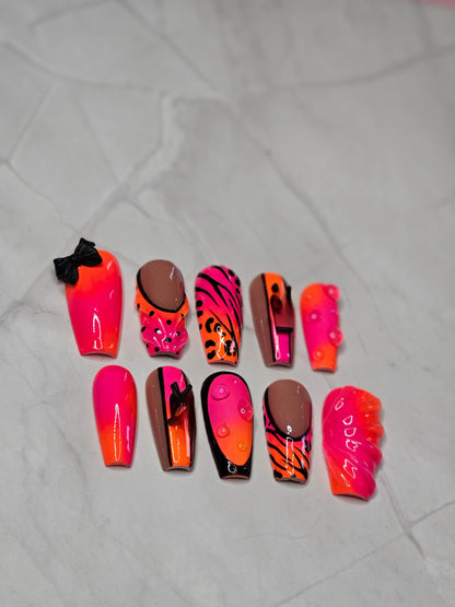 "Sunset Jungle" Press-On Nails Set