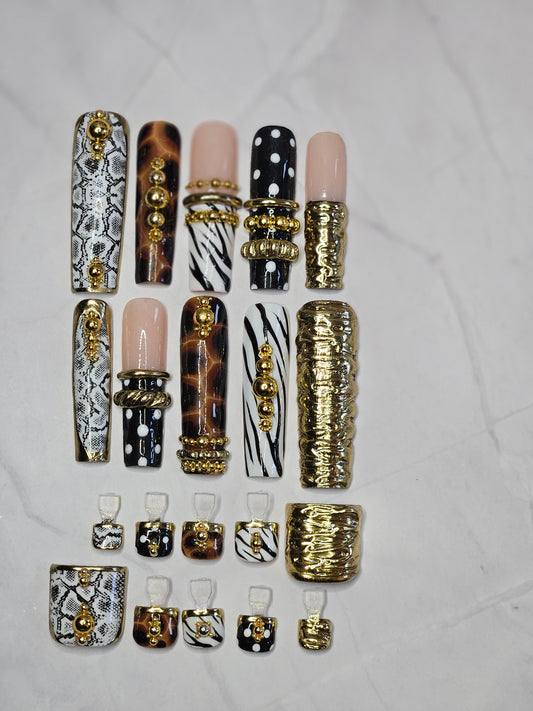 "Safari Socialite" Press-On Toes Set