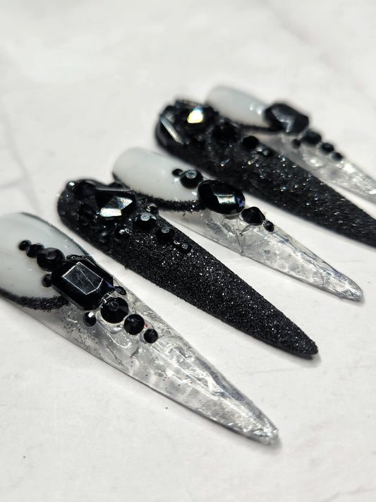 "Obsidian Ice" Press-On Nails Set