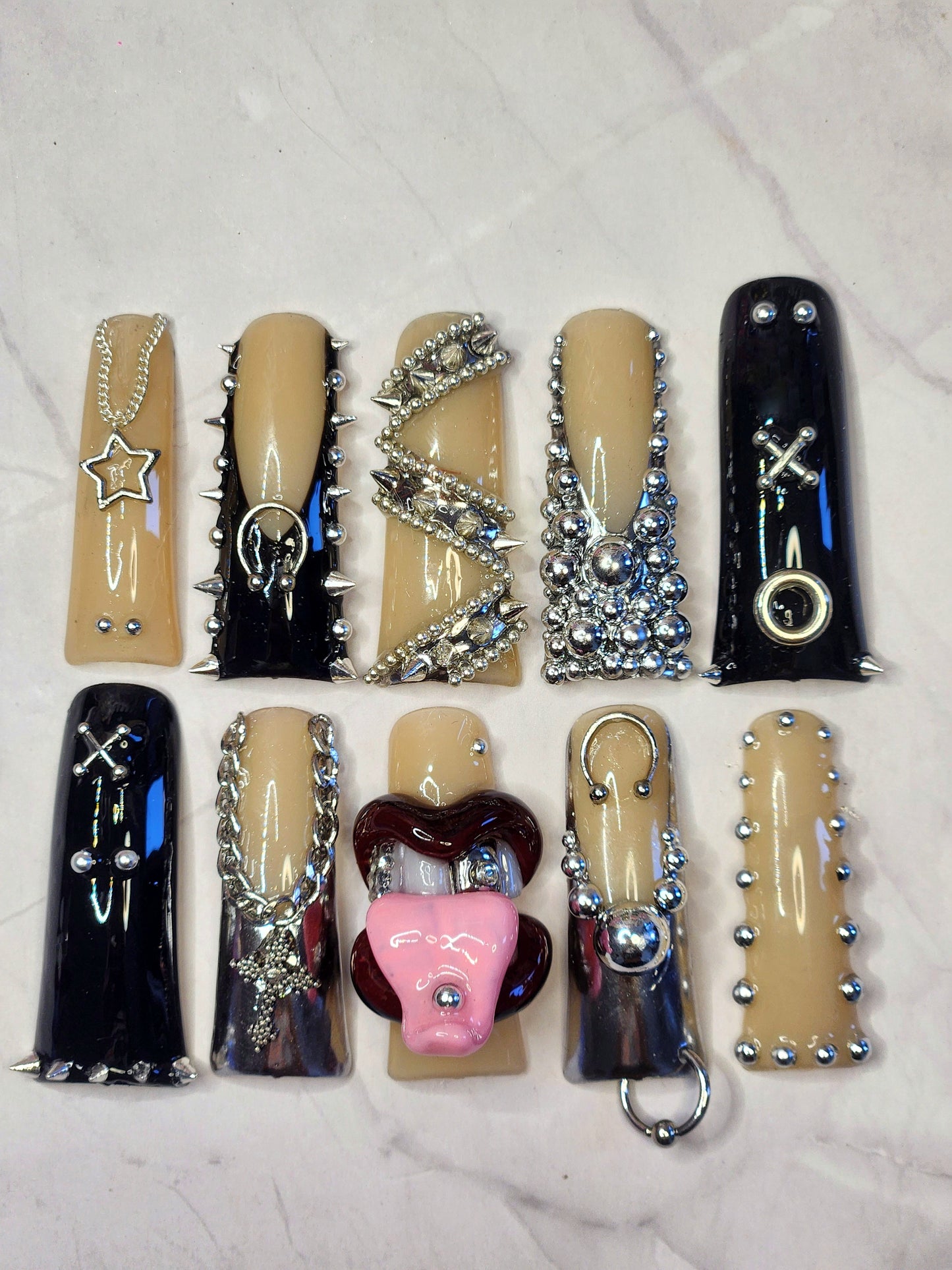 "Emo glo up" Press-On Nails Set