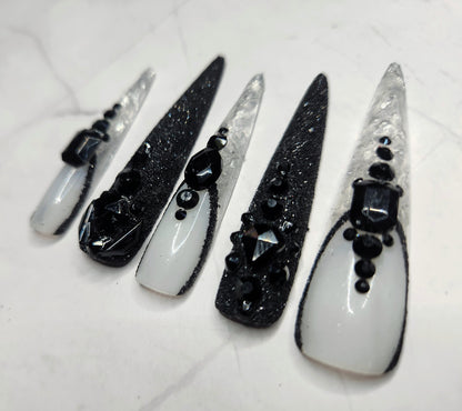 "Obsidian Ice" Press-On Nails Set