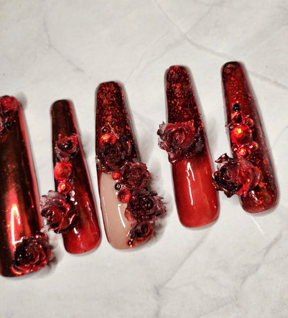 "Rose Affair" Press-On Nails Set
