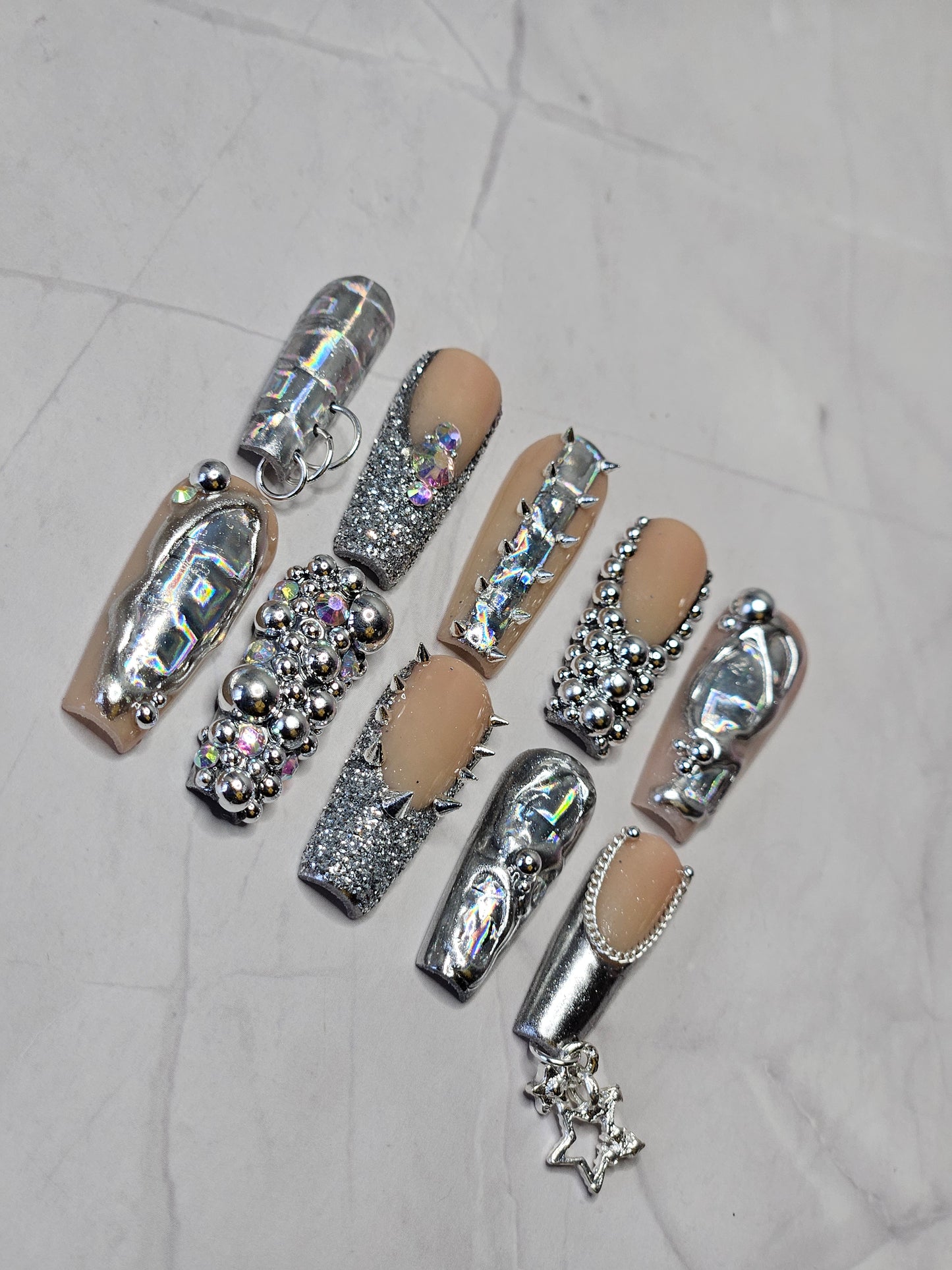 "Holographic Havoc" Press-On Nails Set