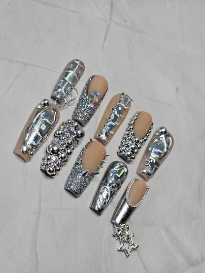 "Holographic Havoc" Press-On Nails Set
