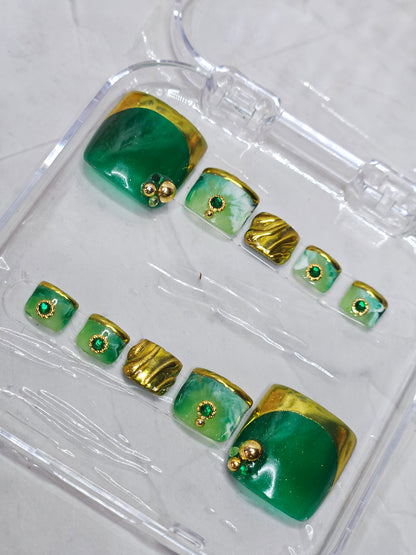 "EMERALD EMPIRE" Press-On Toes Set