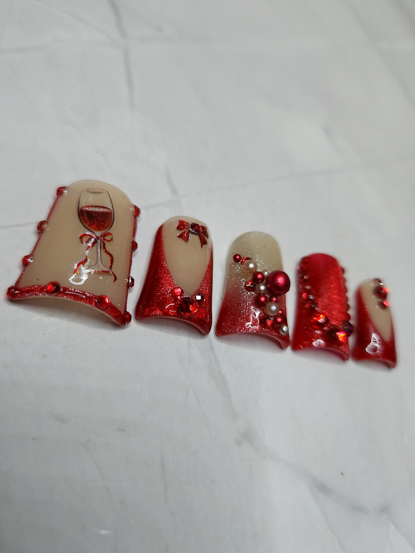 "Crimson Toast" Press-On Nails Set