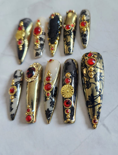 "Imperial Rose" Press-On Nails Set