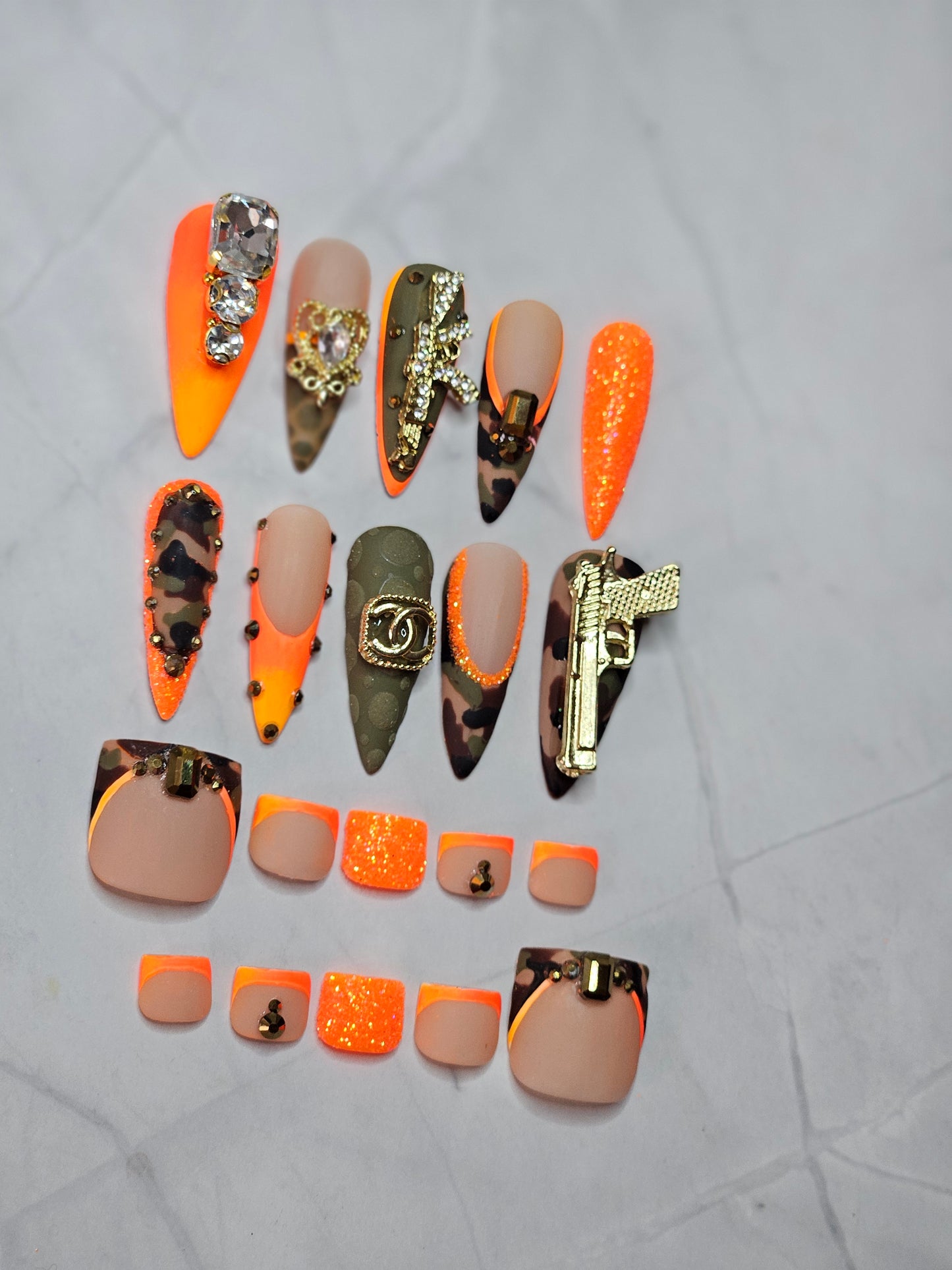 "Tactical Glow" Press-On Toes Set